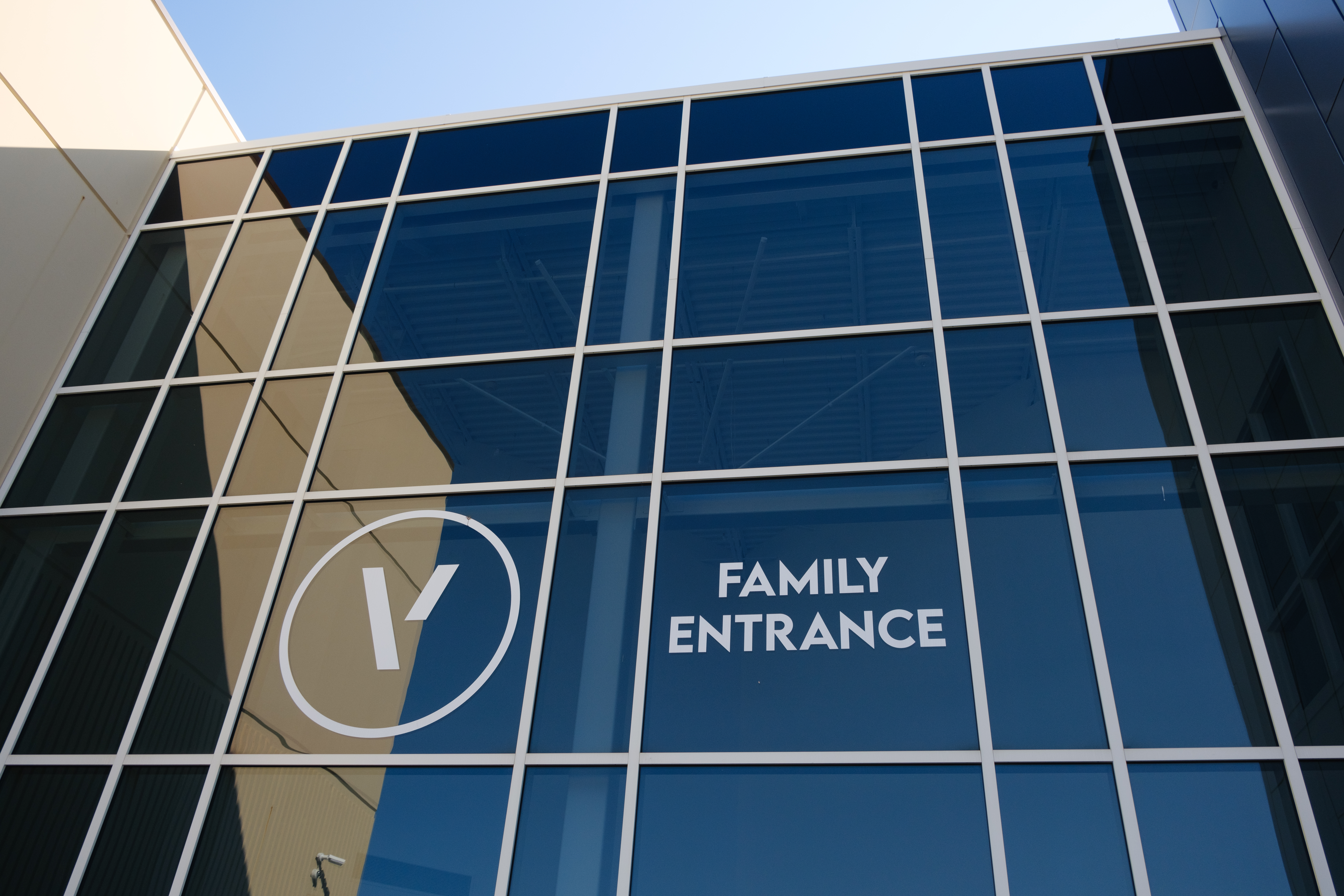 Exterior of Vineyard church family entrance.