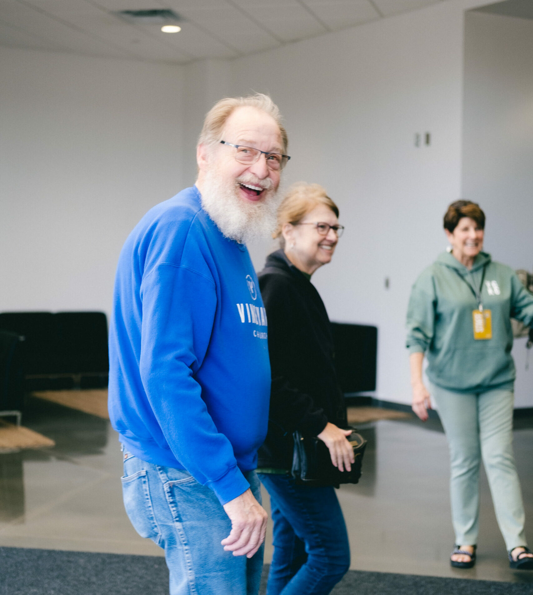 Vineyard Church member entering the building.